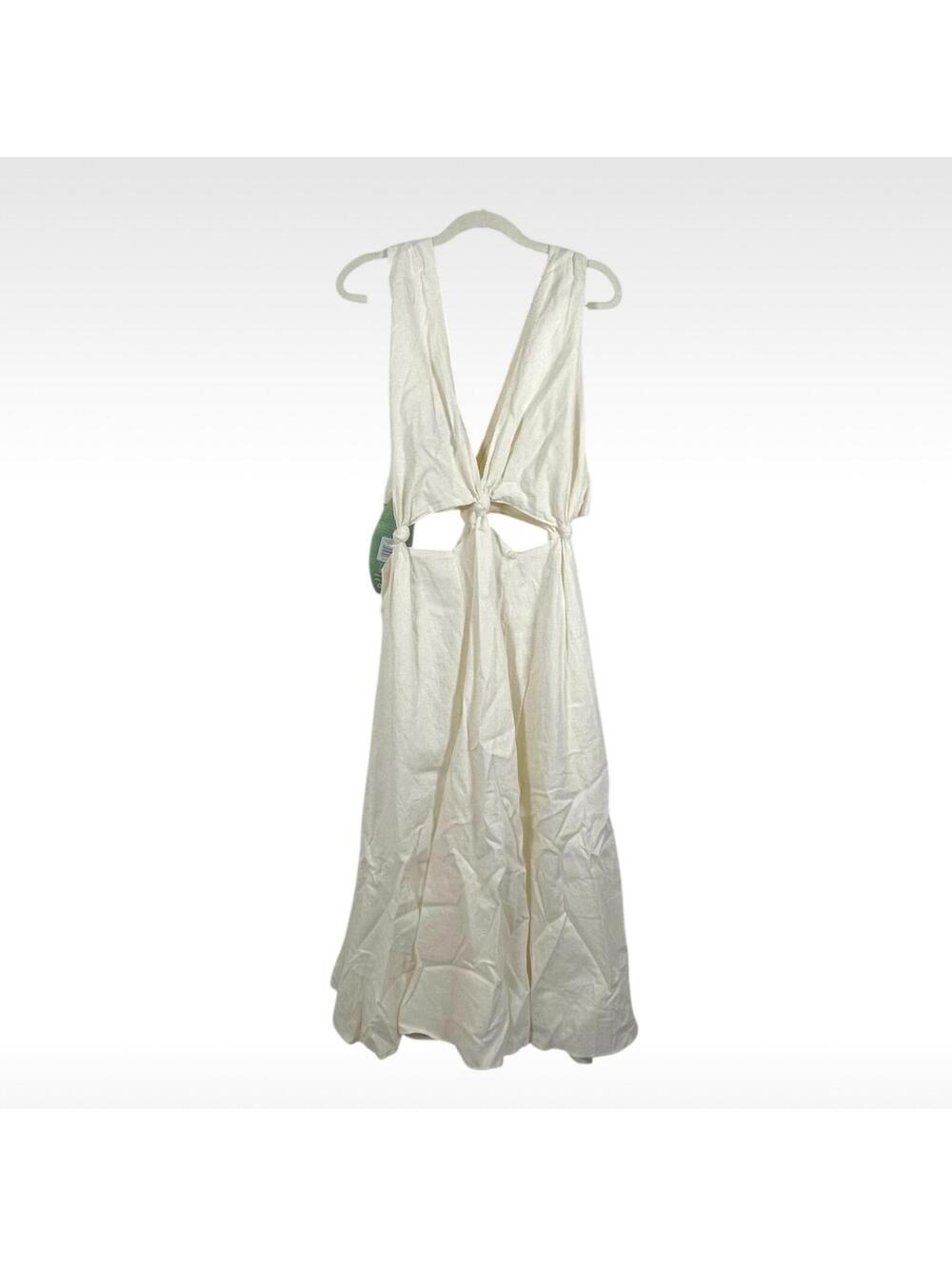 Farm Rio NWT Cream Cutout/Knot Midi Dress Size XL - Summer Boho Vacation - Picture 2 of 8